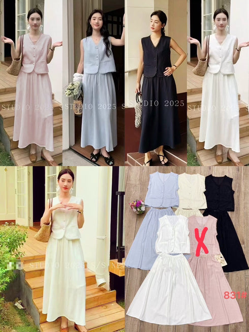 Two Piece Sleeveless Top with Skirt